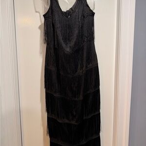 Elegant Black Fringe Dress